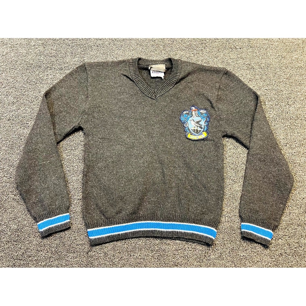 Harry Potter Ravenclaw Sweater Unisex Kids Heather Gray Embroidered Crest Patch